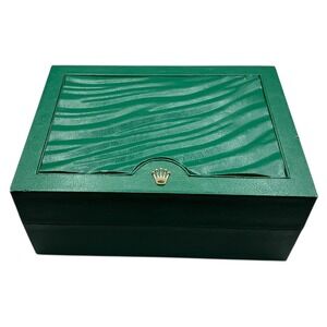 For Rolex Watch Box Green Genuine Leather Presentation Case With Card Holder